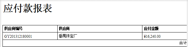 珠宝销售管理软件应付款报表,蓝格珠宝销售管理软件