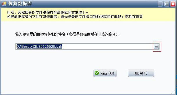 美容院管理软件数据恢复界面，蓝格美容院管理软件，蓝格软件
