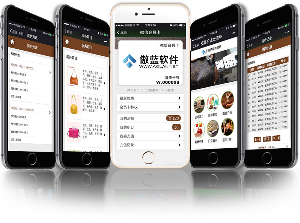 傲蓝皮具护理微信会员系统